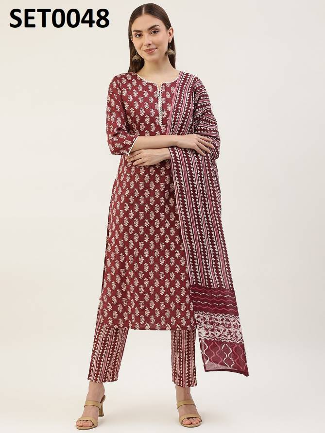 Fiorra SET0000 04 Printed Cotton Kurti With Bottom Dupatta Wholesale Clothing Suppliers In India
